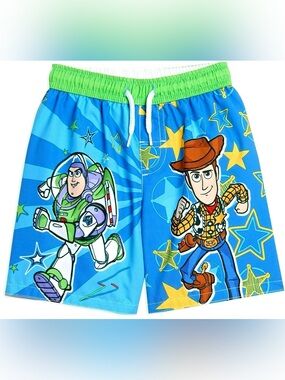 Toy Story Boys Swim Shorts with Buzz Lightyear & Woody - Blue/Green